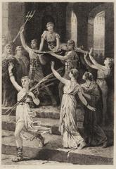 Illustration of a gladiator fight in an ancient arena by Louis Hector Leroux