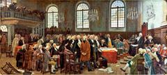 Painting depicting the debate on languages during the first Legislative Assembly of Lower Canada on January 21, 1793