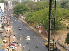 Thrissur Roundabout near Nayakanal Junction with western pedestrian path towards northern junction