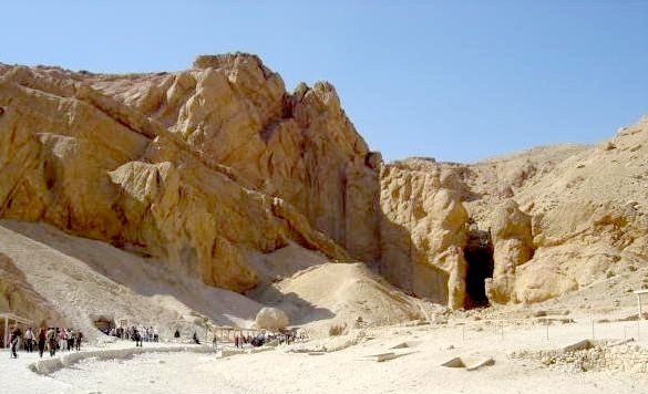 Queen's Valley in Luxor Egypt with ancient tombs on desert terrain
