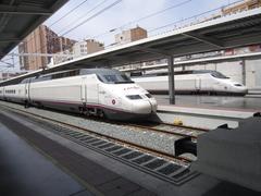 Two AVE Class 100 trains at Alicante railway station