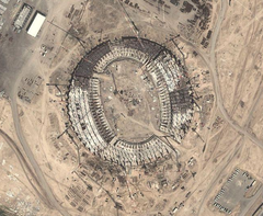 Baku National Stadium under construction viewed from satellite