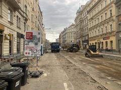 View from Vltavská street to Bio Oko cinema in Prague