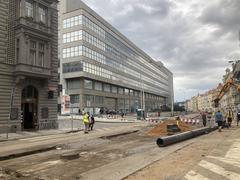 View from Vltavská to Bio Oko cinema area in Prague