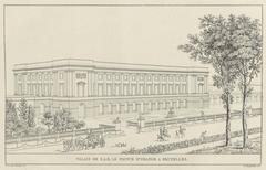 Engraved illustration of Palais Prince Orange in Brussels by Pierre-Jacques Goetghebuer, 1827
