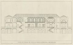 Engraved architectural cross section of the Prince of Orange Palace in Brussels by Pierre-Jacques Goetghebuer from 1827