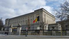 Palais des Académies at Place des Palais in Brussels showing aftermath of 2016 terrorist attacks