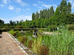 Italian Garden at Bucharest Botanical Garden with vibrant flowers and lush greenery