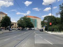 Pankrác metro station entrance and surrounding area in Prague