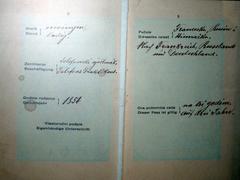 Nikola Tesla's passport from 1916 with handwritten details and a black and white portrait