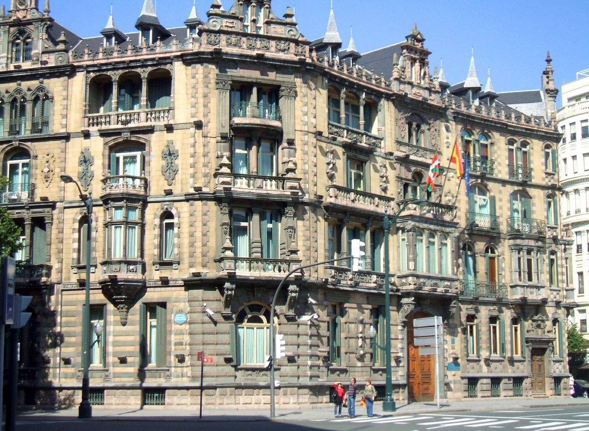 Palacio Chávarri in Bilbao exterior view with classical architecture and blue sky