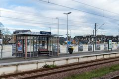 Platform with a train at Saint-Malo train station