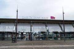 Entrance to Saint-Malo train station with historic architecture