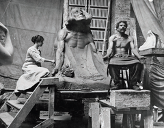 Kathleen Beverly Robinson Ingels sculpting a fullscale clay model for the Fountain of Time