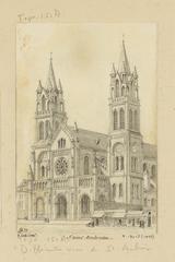 Pencil drawing of Saint-Ambroise church in Paris by Léon Leymonnerye, 1877