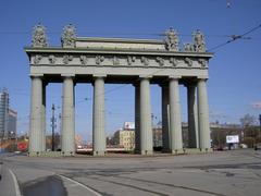 Moscow Triumphal Gate in Saint Petersburg under a clear blue sky