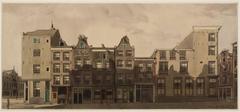 Street view of Papenbrugsteeg 1-11 in Amsterdam looking north with Beursplein on the left and Warmoesstraat on the right, 1911
