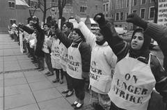 Iranians on hunger strike at Beursplein Amsterdam protesting executions in Iran December 1988