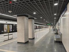Budapest M3 metro station Göncz Árpád városközpont platform with escalators and passengers