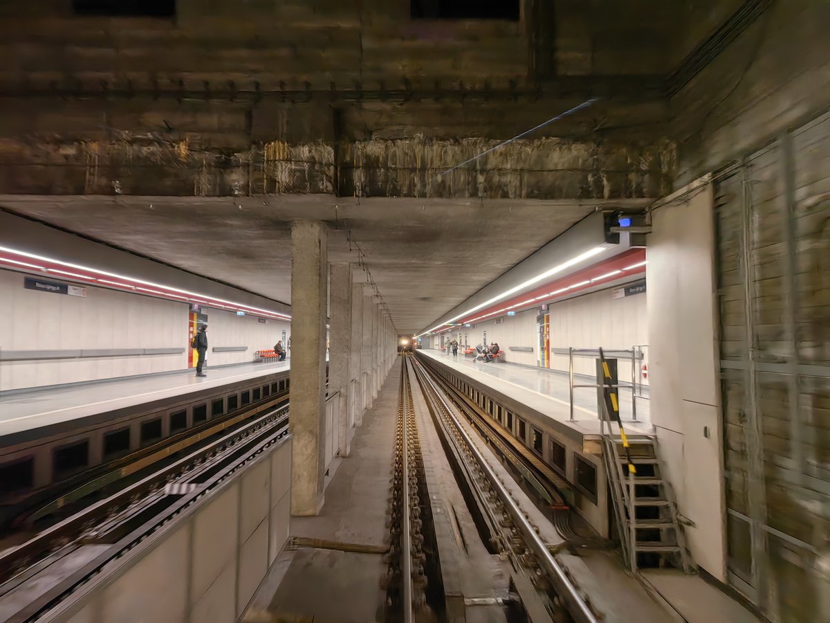 Budapest M3 metro station at Dózsa György út with train and platform