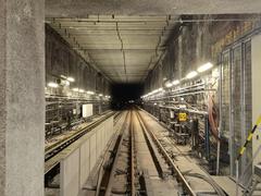 Budapest Dózsa György út M3 metro station platform with train