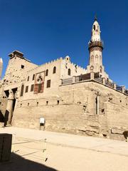 Luxor Temple with Abu Haggag Mosque on top, ancient Egyptian and Islamic architecture in Luxor city