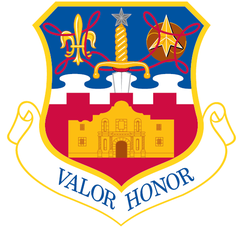 149th Fighter Wing emblem with patriotic American eagle and American flag colors