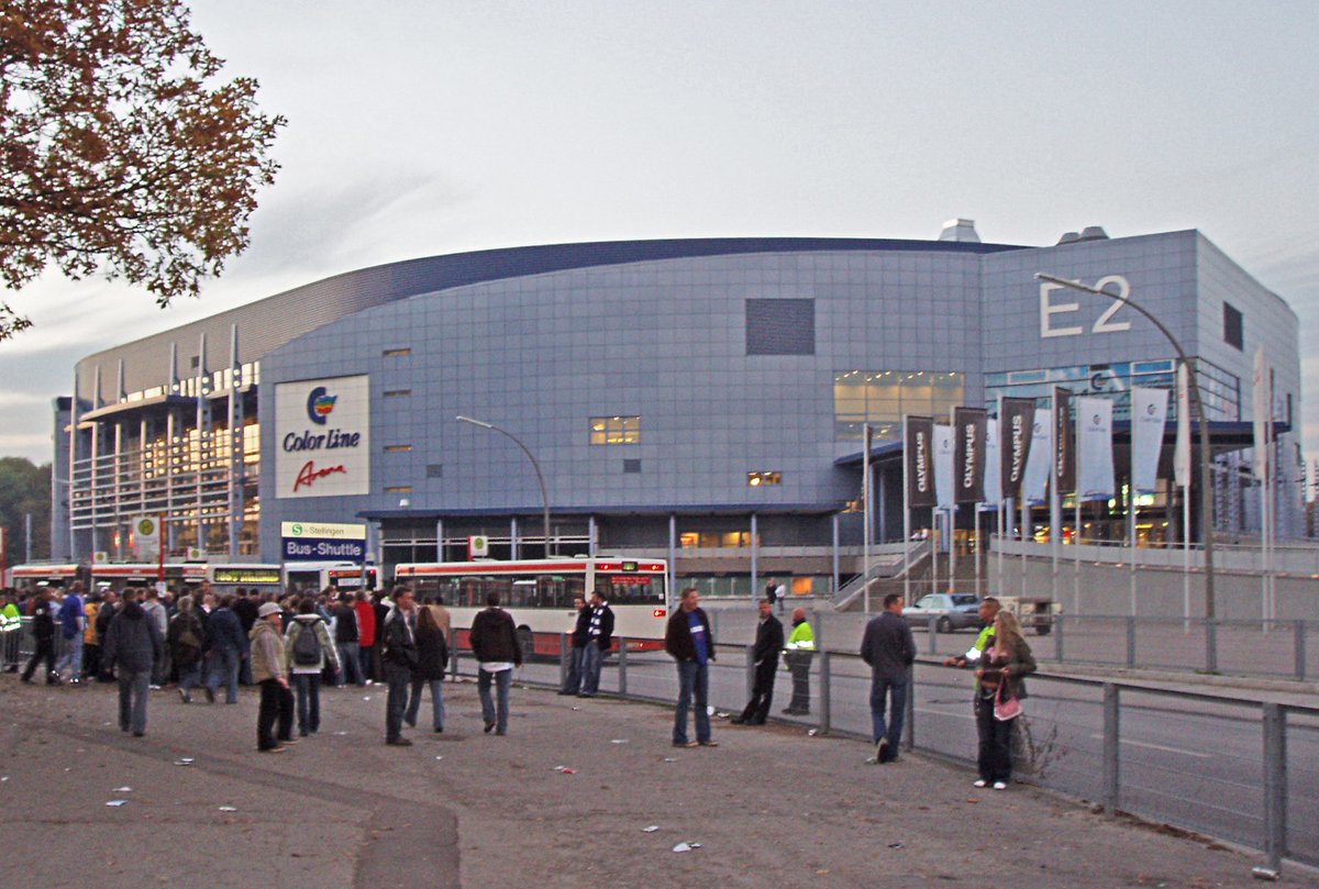 View of the Color Line Arena from AOL Arena in Hamburg