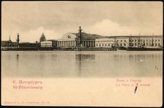 Spit of Vasilievsky Island in St. Petersburg with old stock exchange building