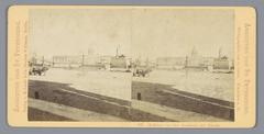 Sphinx statue on the quay of the Neva river near the Academy of Arts in Saint Petersburg, 19th century stereophoto