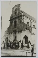 Facade of the Church of the Assumption of the Blessed Virgin Mary and Franciscan Monastery in Piaski, Vilnius, early 20th century