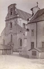 Historic photograph of Vilnia's Piaski district featuring the Church of the Assumption of the Blessed Virgin Mary and Franciscan monastery, taken by J. Bułhak in 1912