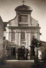 Historic photograph of Vilnia Piaski showing the Church of the Assumption of the Blessed Virgin Mary and Franciscan Monastery