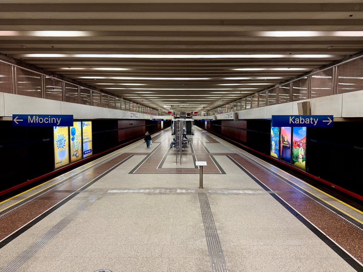 Warsaw Metro Wilanowska station platform with modern design and lighting
