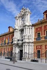 Palacio de San Telmo in Sevilla with intricate architecture under clear sky