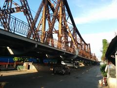Security guards stopping entry at Long Bien Bridge Forbidden Street