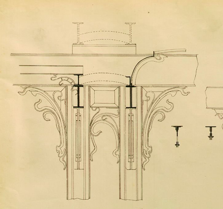 Architectural design drawing of Hôtel Solvay in Art Nouveau style