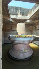 Badavalinga Temple surrounded by water in Hampi with the largest monolithic Shiva Linga
