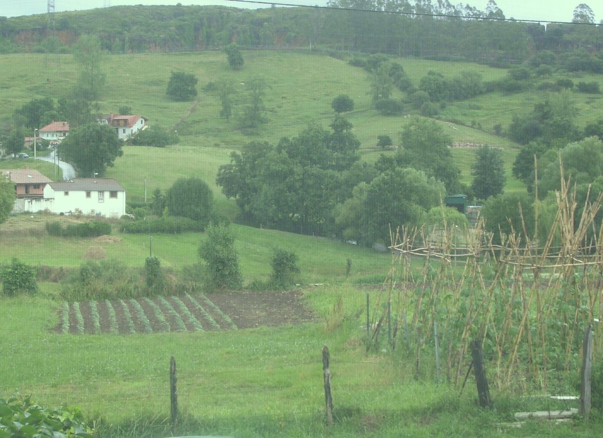 View of Sobarzo street with Mount Cabarceno park in the background