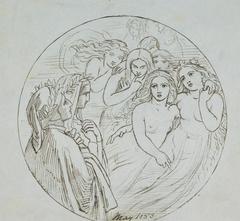 Painting study of Dante and Beatrice in the lunar sphere by Joseph Noel Paton