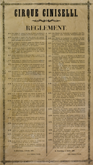 Rules of Conduct placard for Ciniselli Circus in Saint Petersburg from 1891 in French and German