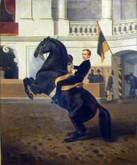 Crown Prince Rudolph of Austria riding Lipizzan stallion Negro Neapolitano at the Spanish Riding School in Vienna