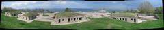 Panoramic view of historic fortifications at Fort Revere Park in Hull, Massachusetts