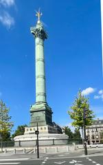 Colonne de Juillet monument in Paris during August 2023 with clear blue sky