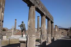 Pompeii ruins showing Temple of Apollo and Bronze Statue of Apollo