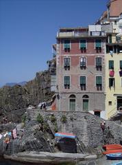 Traditional pastel-colored houses in Riomaggiore, La Spezia Province, Italy