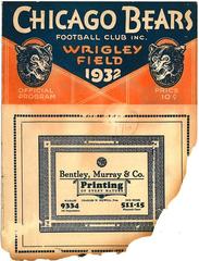 1932 NFL Playoff Game Program Cover featuring an illustration of a football player and summary of the game