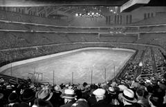 Chicago Stadium interior ready for Chicago Blackhawks hockey game 1930