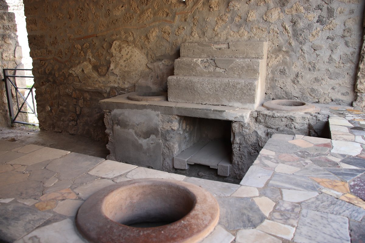 Ancient oven ruins in Pompeii thermopolium