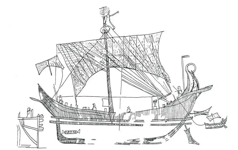 Graffito of a large merchant ship in House of the Ship Europa Pompeii